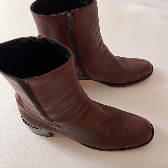 Cole Haan Chocolate Leather Ankle Boots - Picture 3 of 8